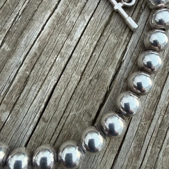 Vintage Milor 925 Italy Silver Ball Bracelet 7”-8” Toggle Clasp Preowned - Picture 5 of 14